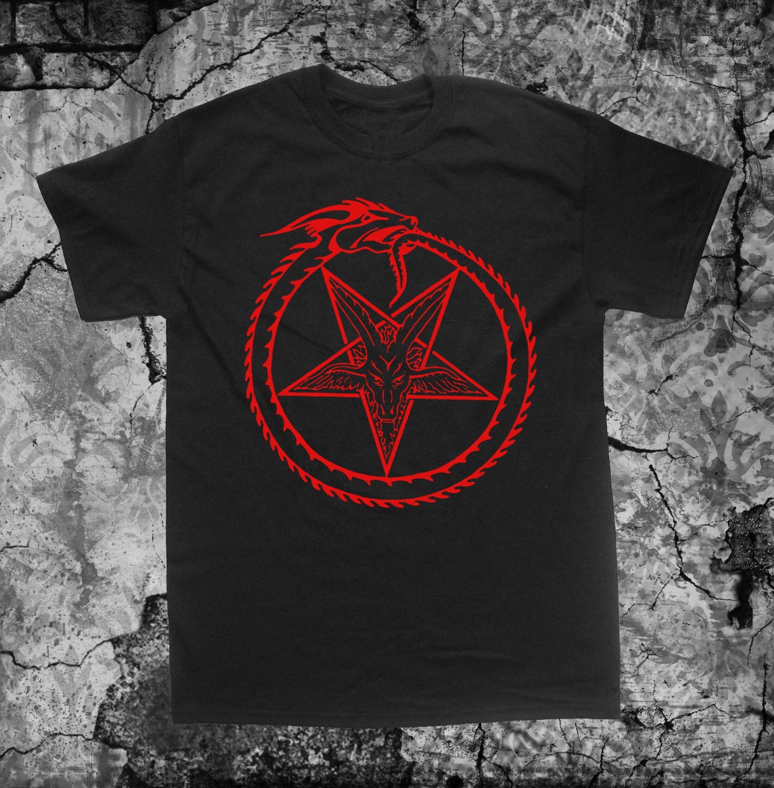 Serpent Pentagram T Shirt Punk Occult Gothic Satan Baphomet Satanic Goat Skull gallery