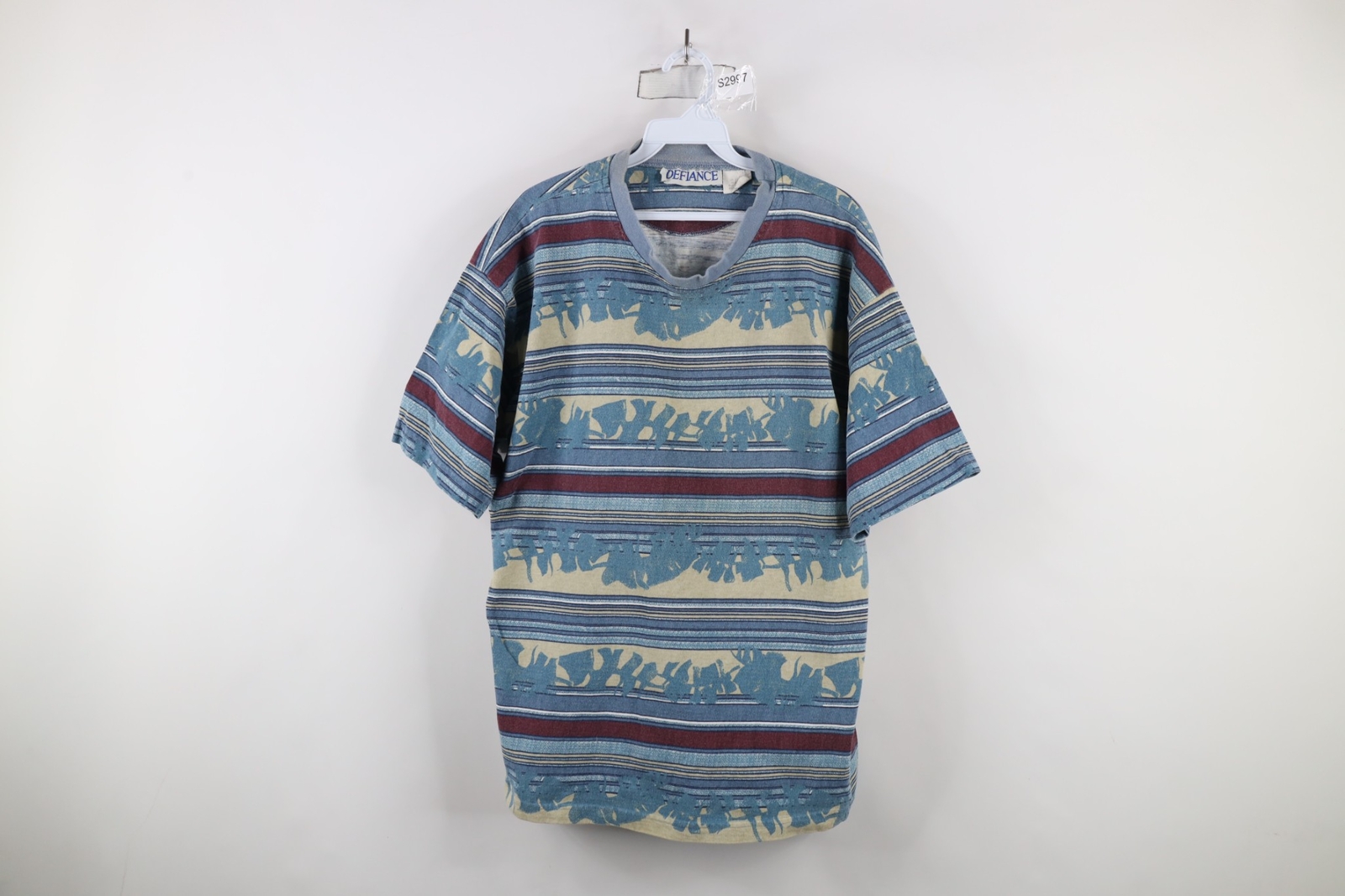 Vtg 90s Streetwear Mens Large Distressed Striped Color Block T-Shirt Cotton USA gallery