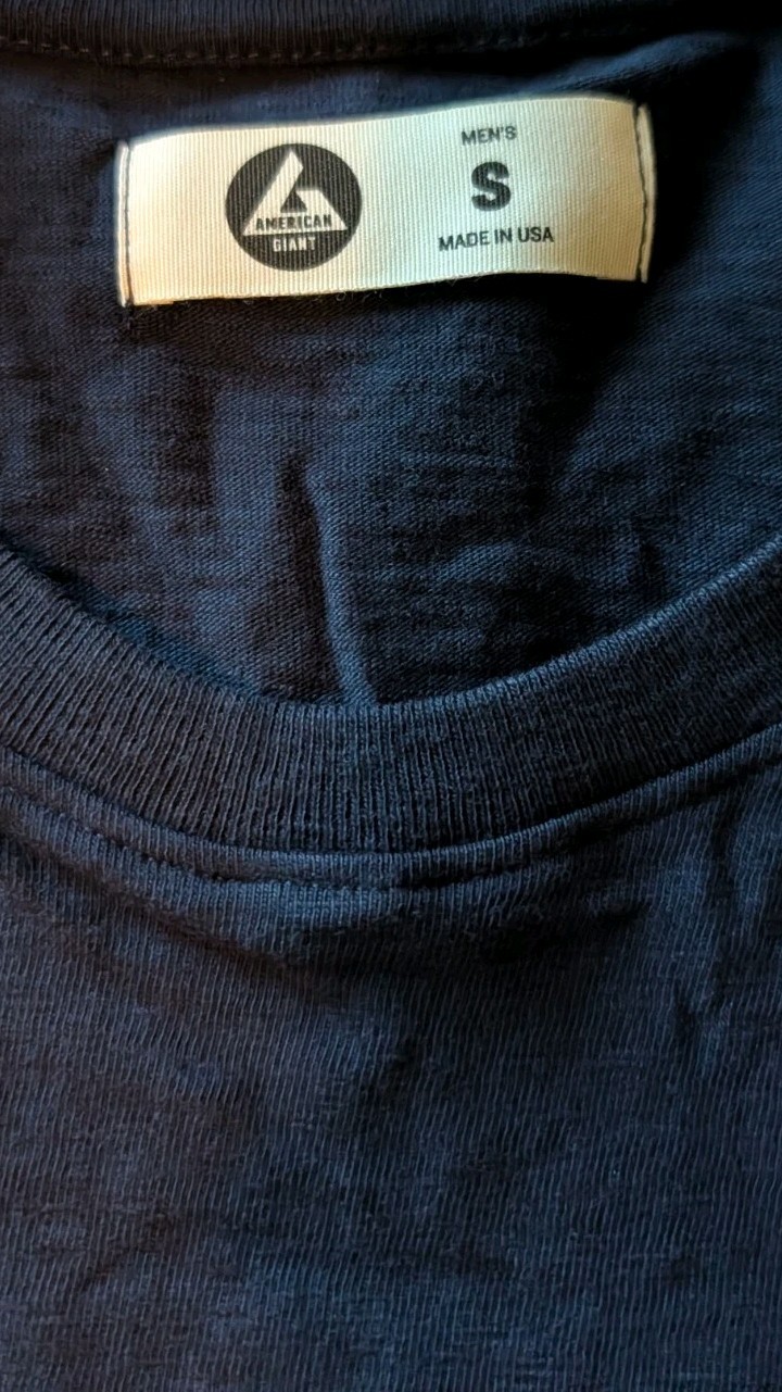 American Giant Mens Navy Blue Crew neck T-Shirt Adult Sz Small USA Worn Once! gallery