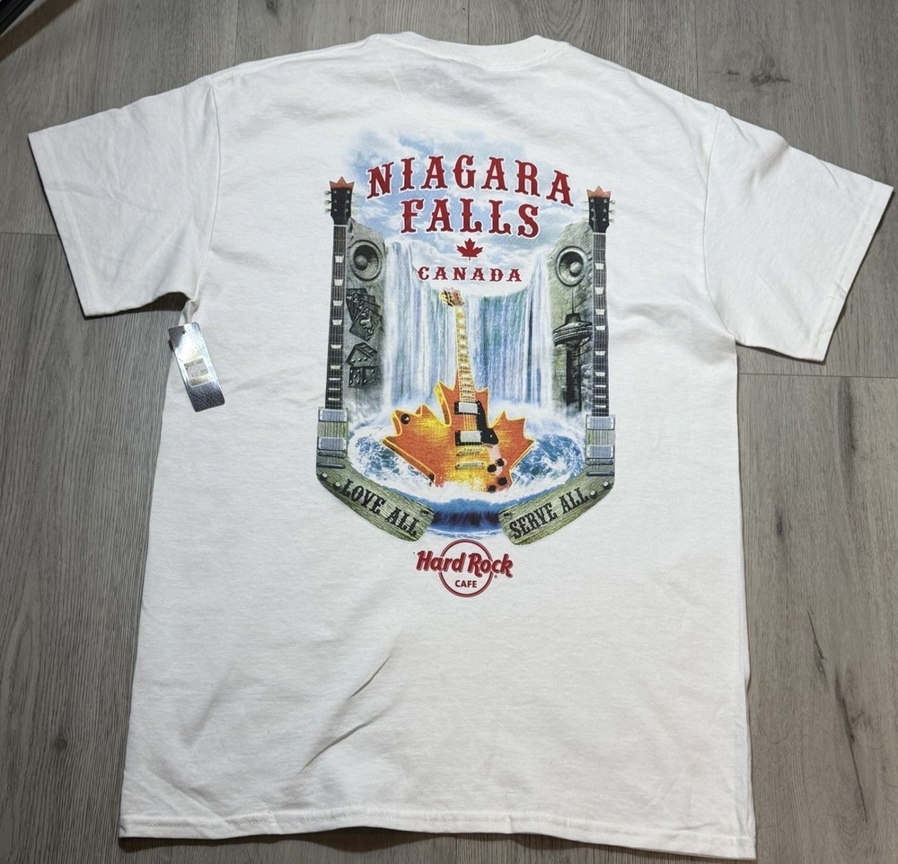 Hard Rock Cafe Niagara Falls Canada T Shirt Mens Medium White Graphic NWT