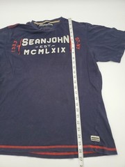 Sean John Large Blue Graphics Men Patch Logo Men Shirt.#47376