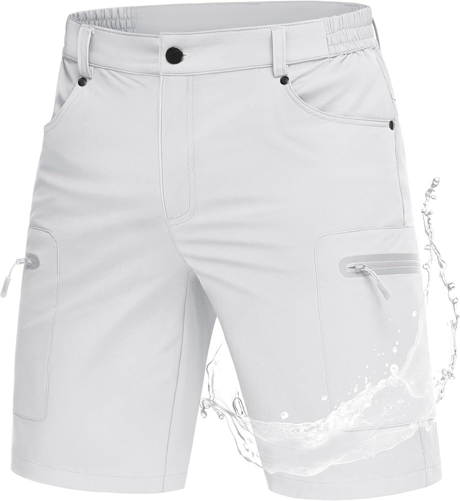MAGCOMSEN Men’s Hiking Shorts Lightweight Quick Dry Stretch Cargo 36, White