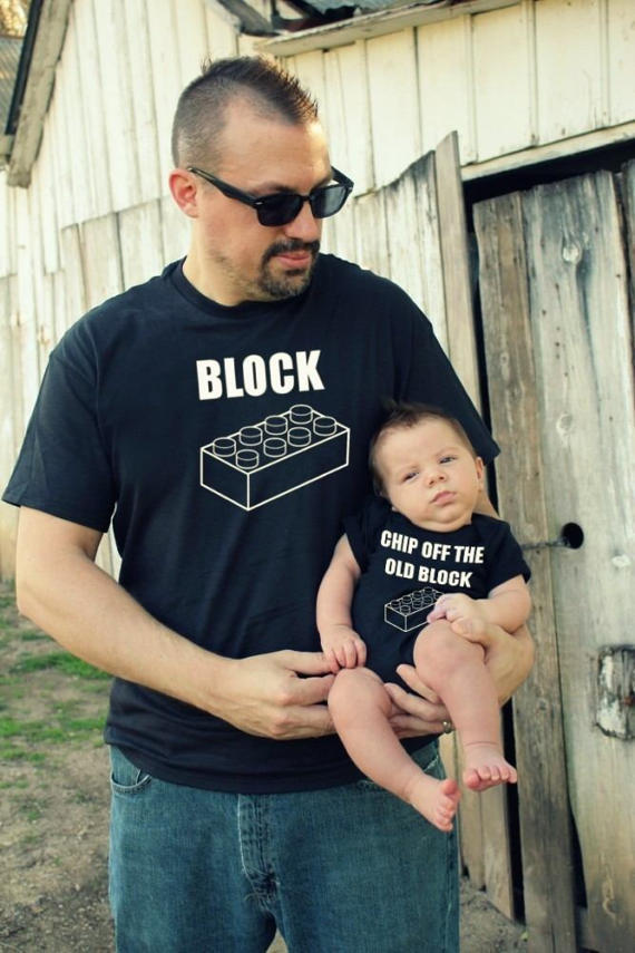 2 shirts funny CHIP off the old BLOCK ™ Father Son combo fathers day gift idea