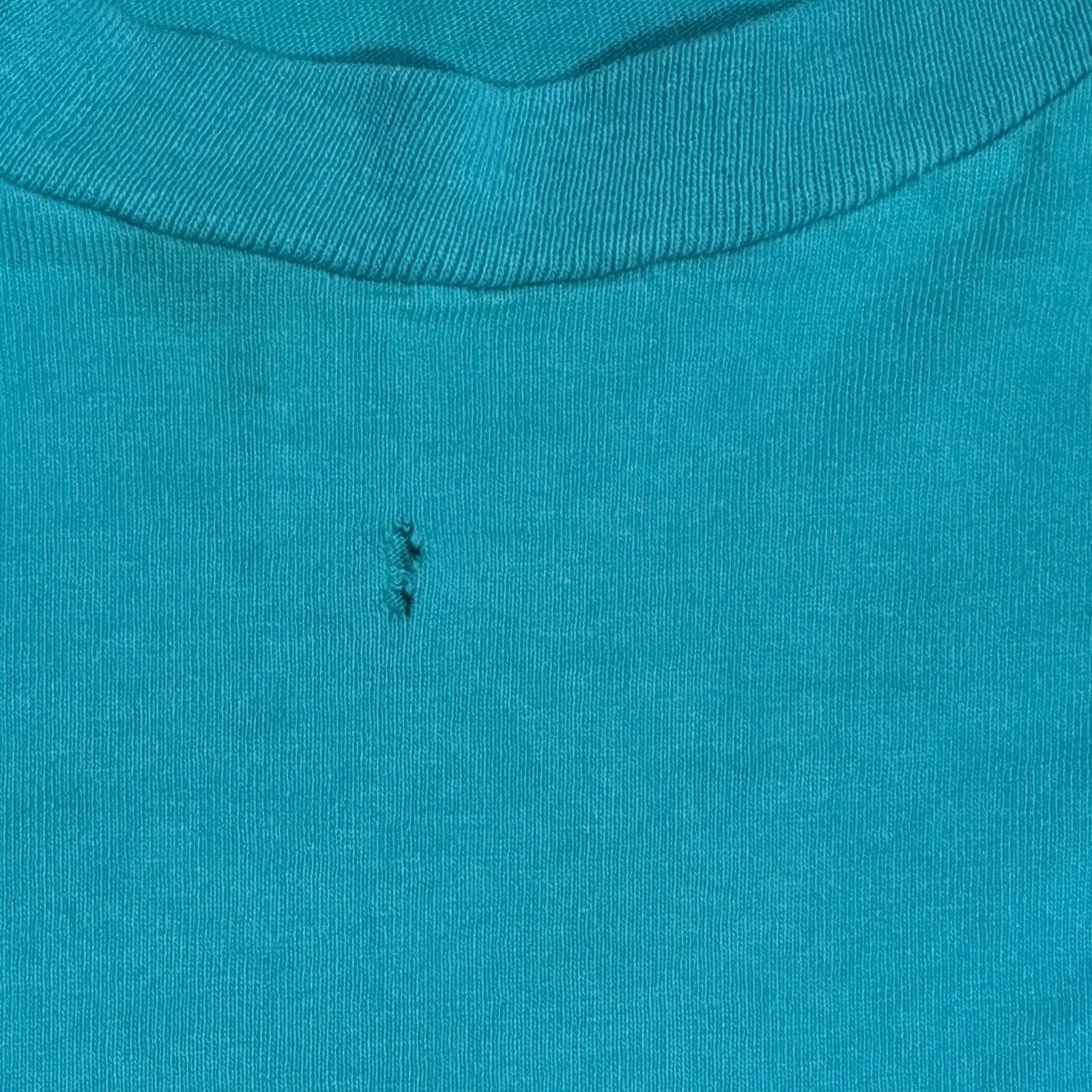 Vintage 90s Detroit Tall Tee T-Shirt OSFA Teal w/ Neon Pink Spellout Made In USA gallery