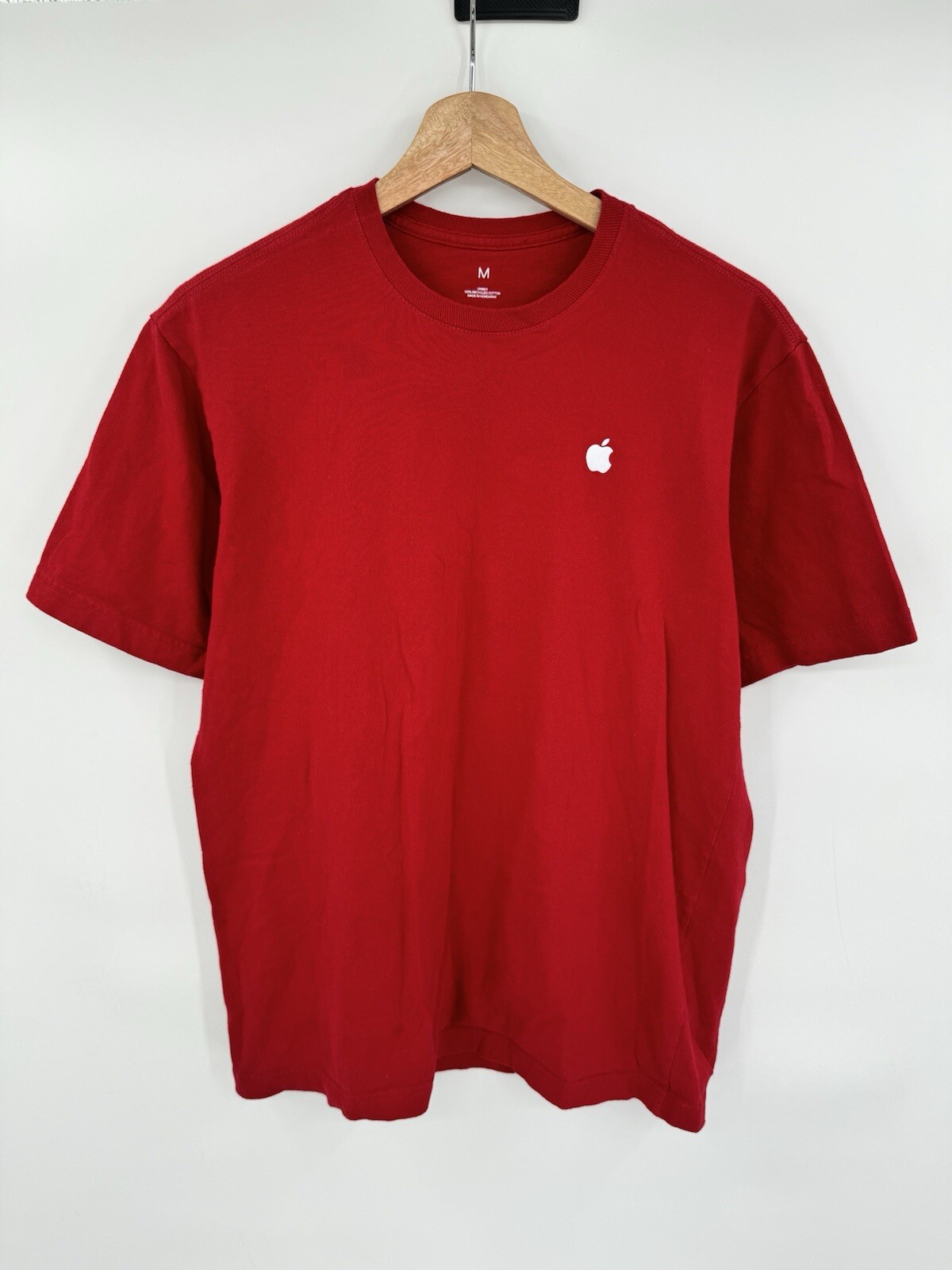 Lot Of 2 Apple Shirt Mens Medium Red Employee Short Sleeve Logo Work Uniform gallery