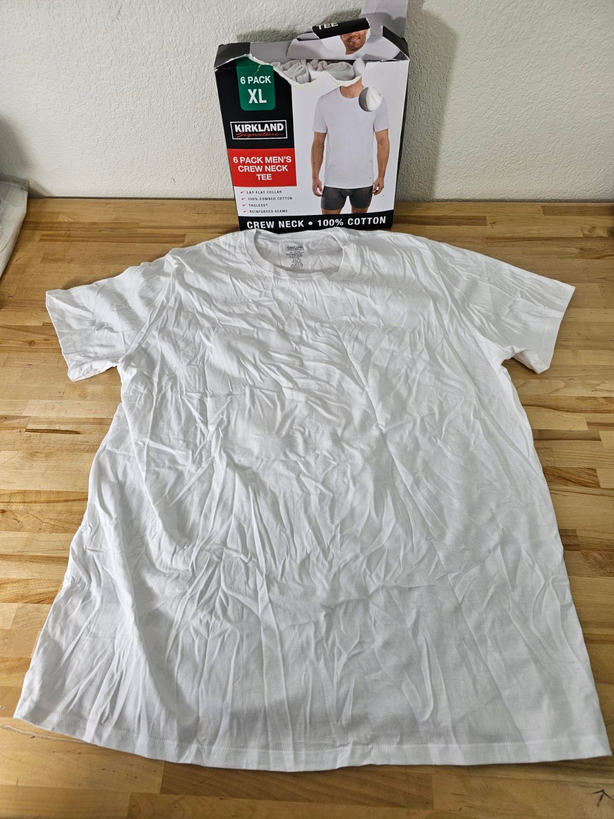 XL / X-LARGE WHITE - 6 PACK Kirkland Signature Men's Cotton Crew Neck T-Shirts gallery