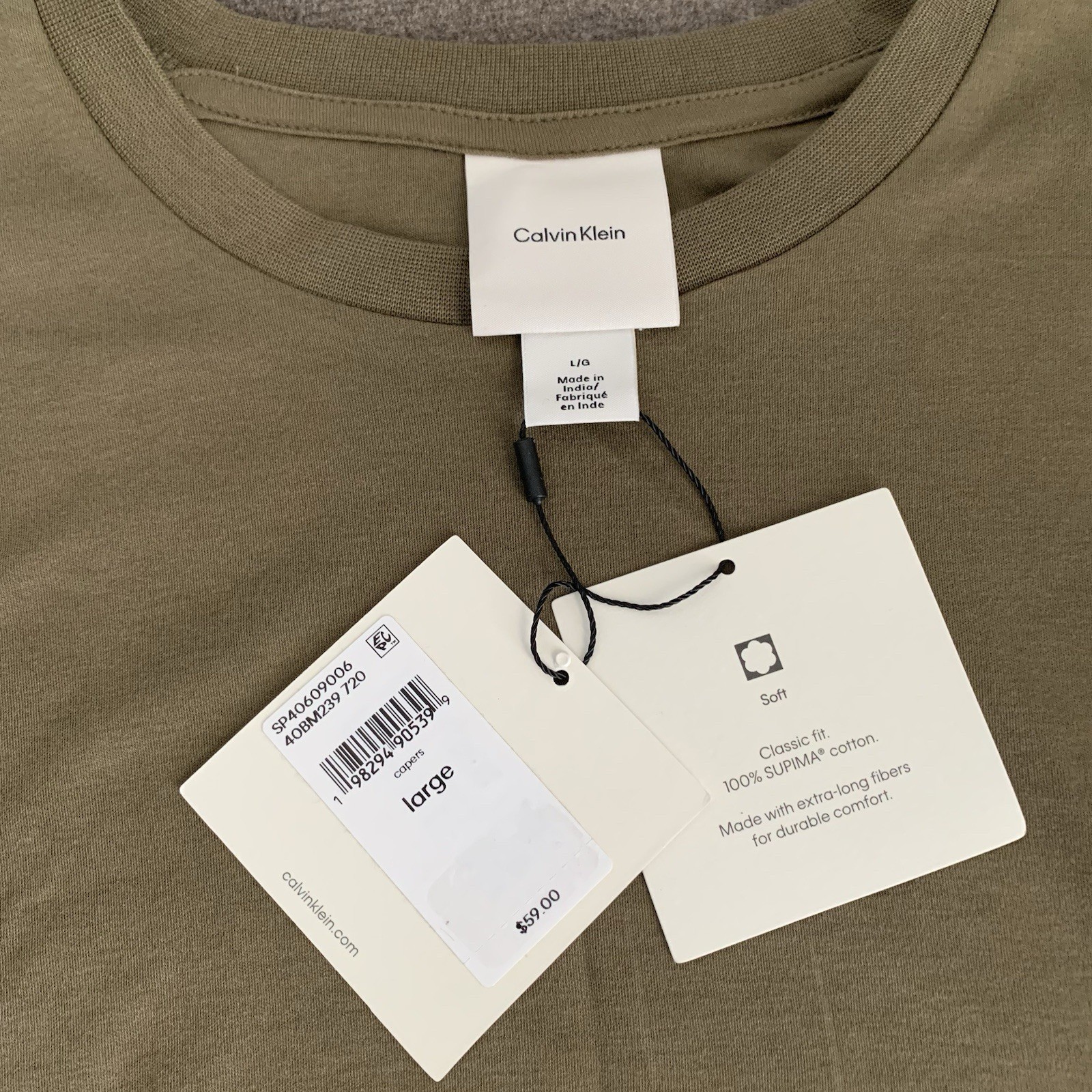 Calvin Klein Mens L Short-Sleeve Supima Cotton Soft Interlock T-Shirt Capers gallery