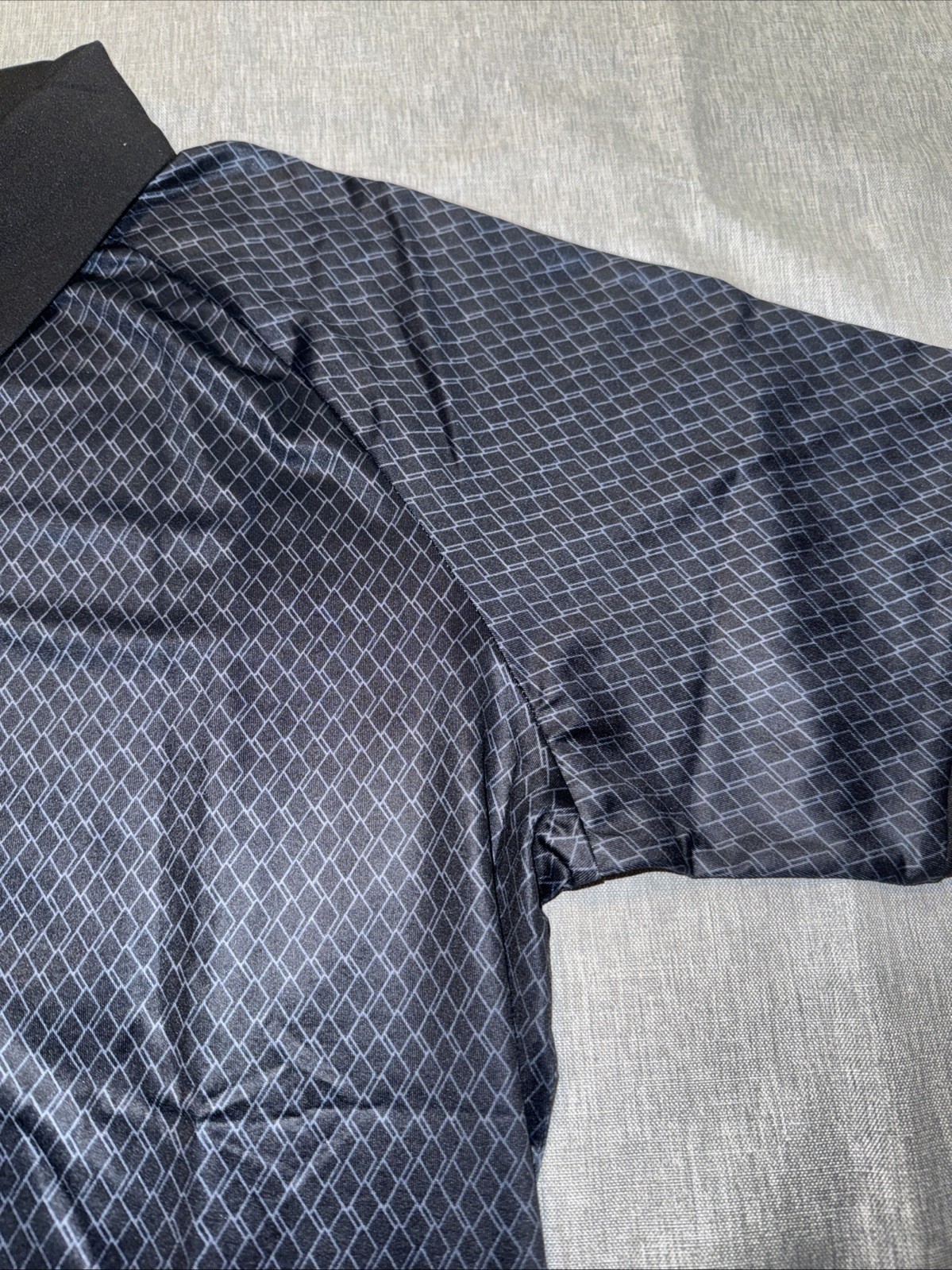Retro Open Collar Polo In Square Geo Print XL -Brand- Tailored Athlete gallery