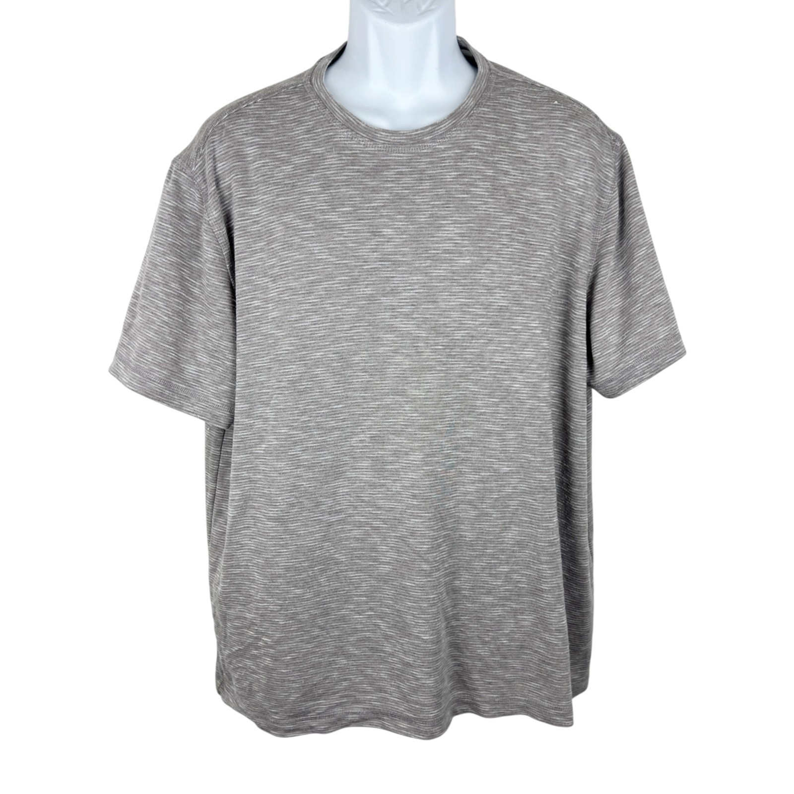 Tasso Elba Island Grey Striped UPF Sun Protect Men Extra Large Rayon Casual Tee gallery