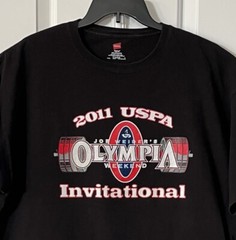2011 USPA Olympia Invitational Shirt Adult 2XL Black Logo Both Side Graphic Mens