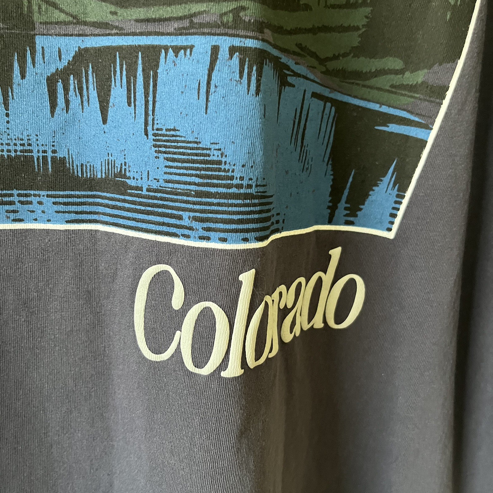 Men's Goodie Two Sleeves Lake Maroon Colorado Graphic T-Shirt Med Blue Gorpcore gallery