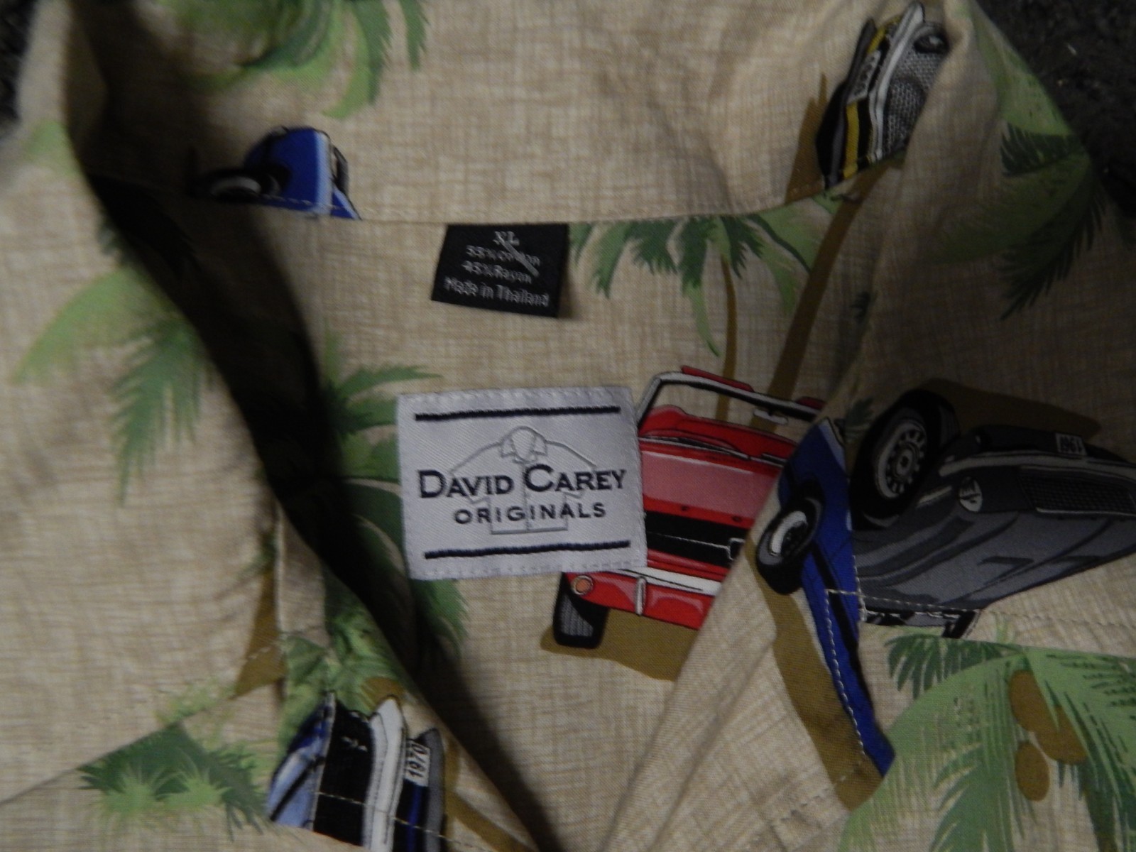 David Carey Hawaiian Shirt Corvette Cars GM Mens X-Large Button Front Camp Aloha gallery