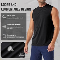 3Pack Mens Sleeveless Tank Tops Quick Dry Summer Workout Gym Fitness Shirts Cool