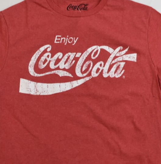 Coca-Cola Mens Enjoy Coca-Cola Distressed Print Heather Red Coke Shirt New M-3XL gallery