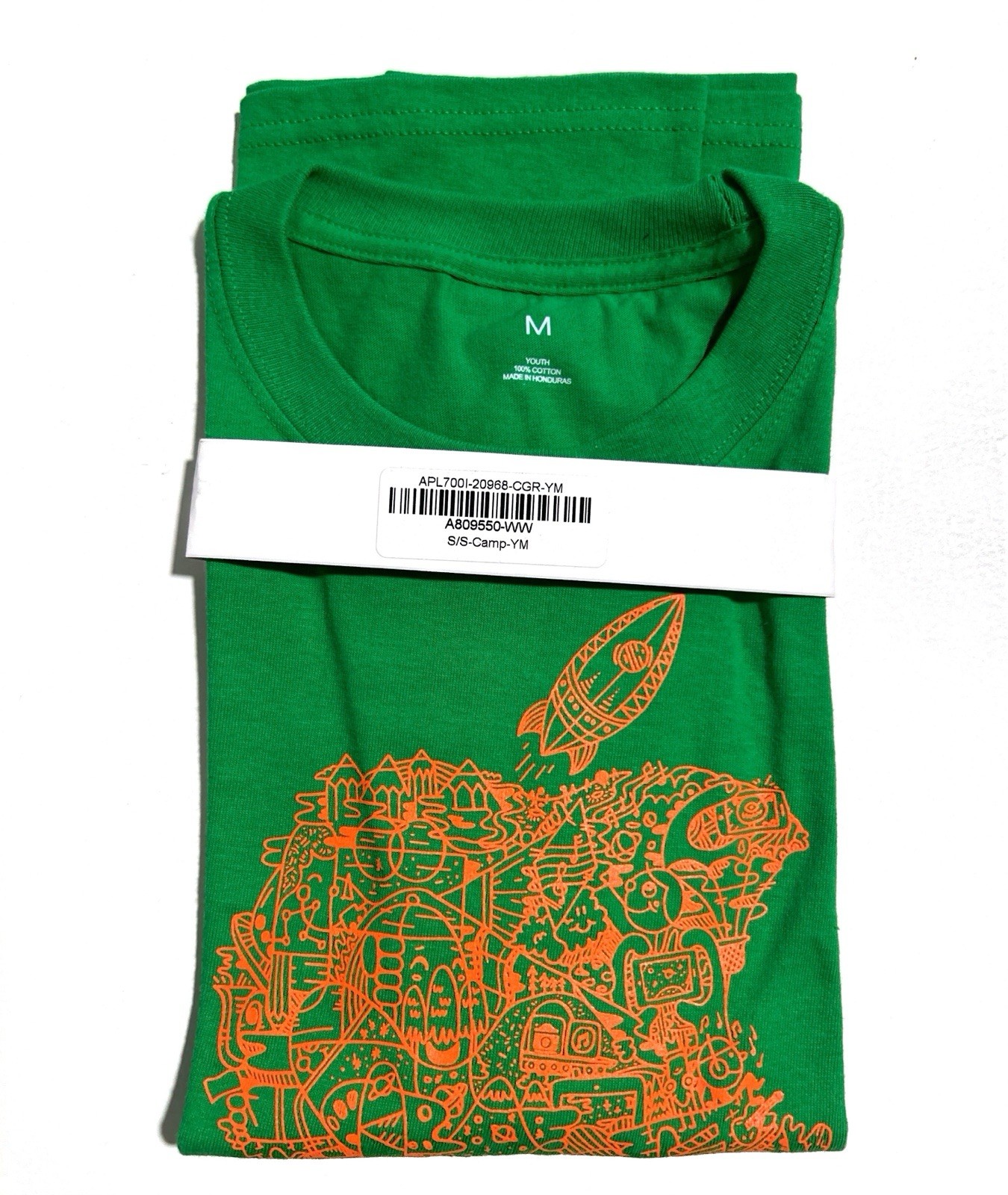 Official Apple T Shirt Apple Camp Today At Apple Green/Orange Size Youth M gallery