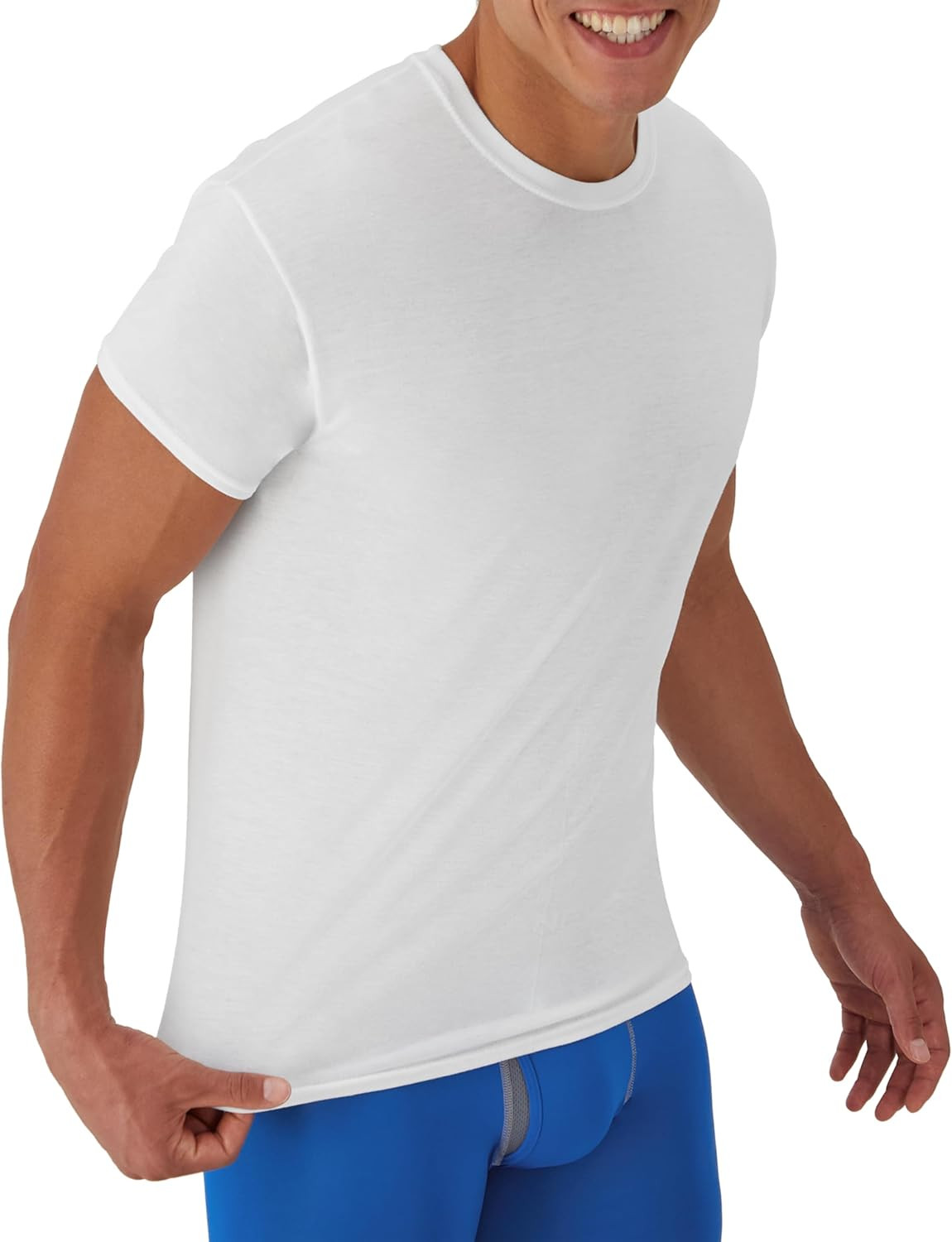 Mens TShirt Pack White Moisture Wicking Crewneck Undershirt 5 Pk gallery