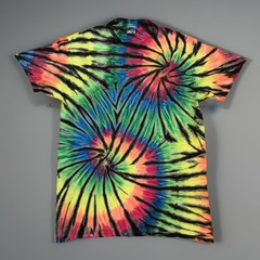 *New* 2XL – Sm Handmade Tie Dye, Rainbow Black Twin Spiral, Crew or V-Neck