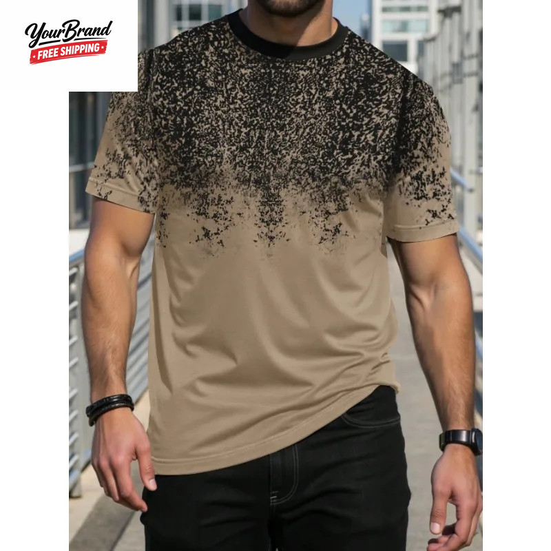 Fashion Gradient Color 3D Print Men'S T-Shirts Daily Men'S O-Neck Short Sleeve T gallery