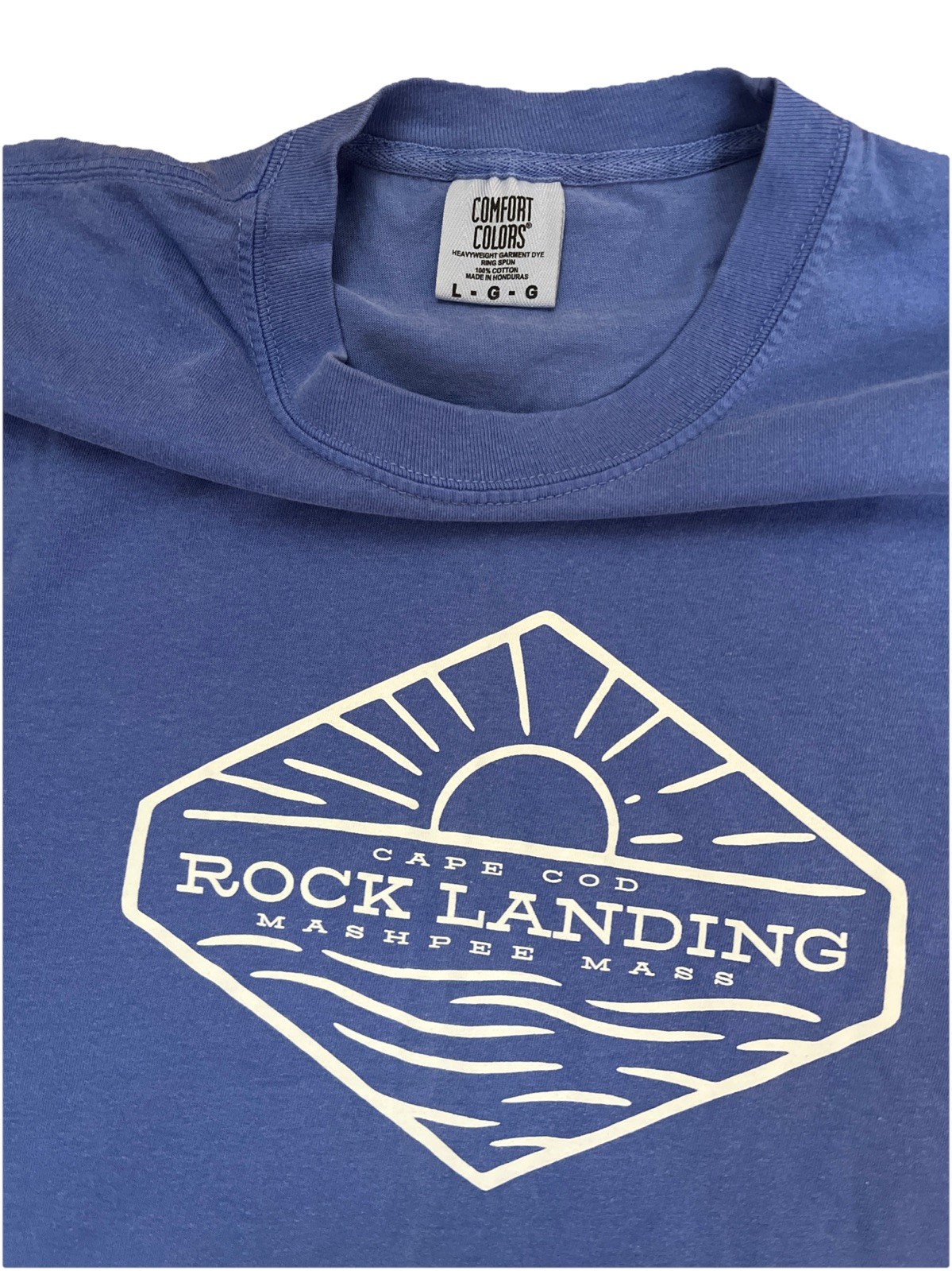 Comfort Colors Mens Graphic Cotton T Shirt Mashpee Cape Cod Mass Blue Size Large gallery