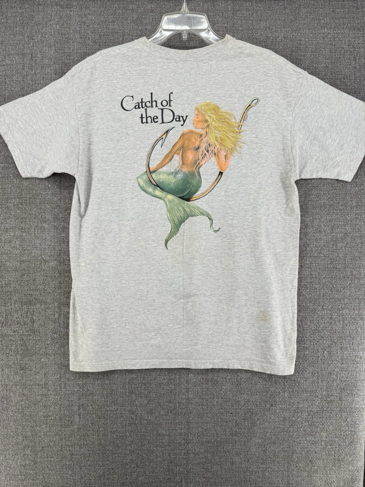 Vintage Mermaid Fishing Pin Up Shirt Sz Unknown, Stains gallery