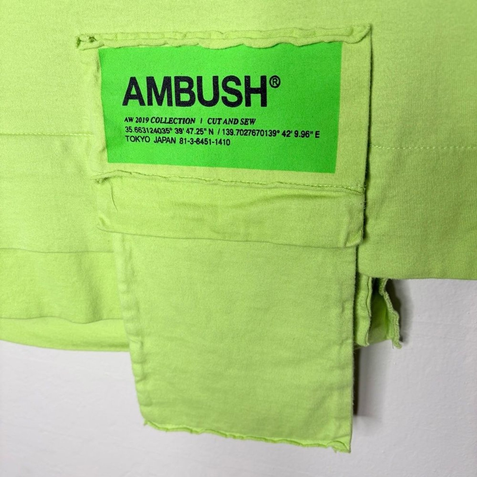 Ambush Neon Green Utility Waist Pocket T Shirt Small AW19 Japan gallery