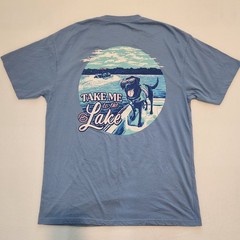 Magellan Outdoors Men’s Blue Graphic Tee Lake Dog Boating T Shirt LG