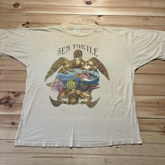 Vintage 90s Sea Turtle Abstract Art Underwater Ocean Nature Shirt Size 2XL