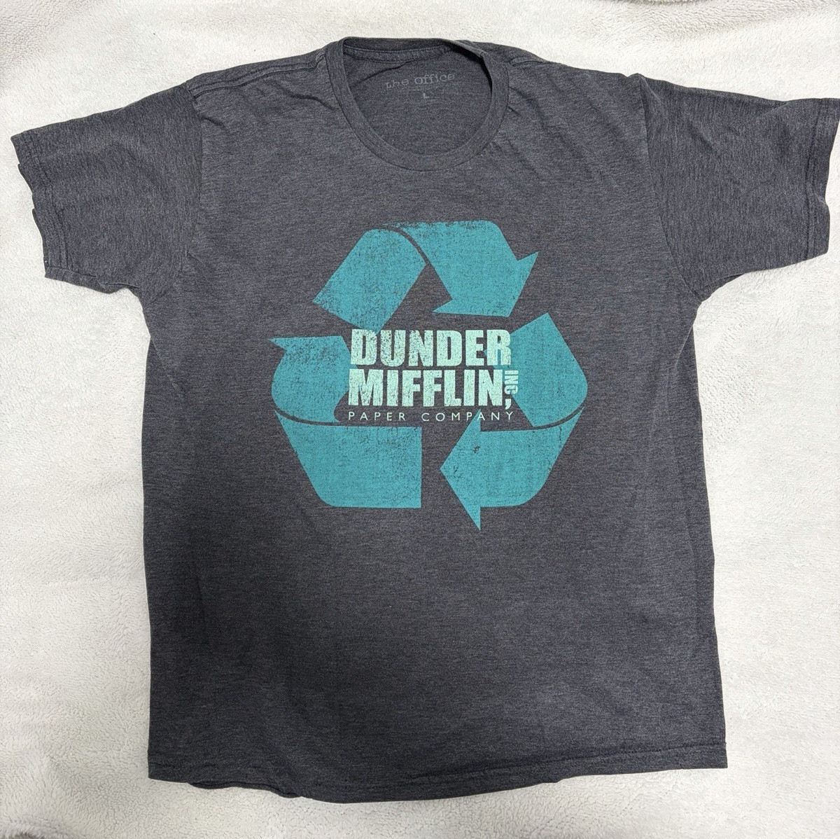 The Office Dunder Mifflin T-Shirt Gray Size L Recycle Logo gallery