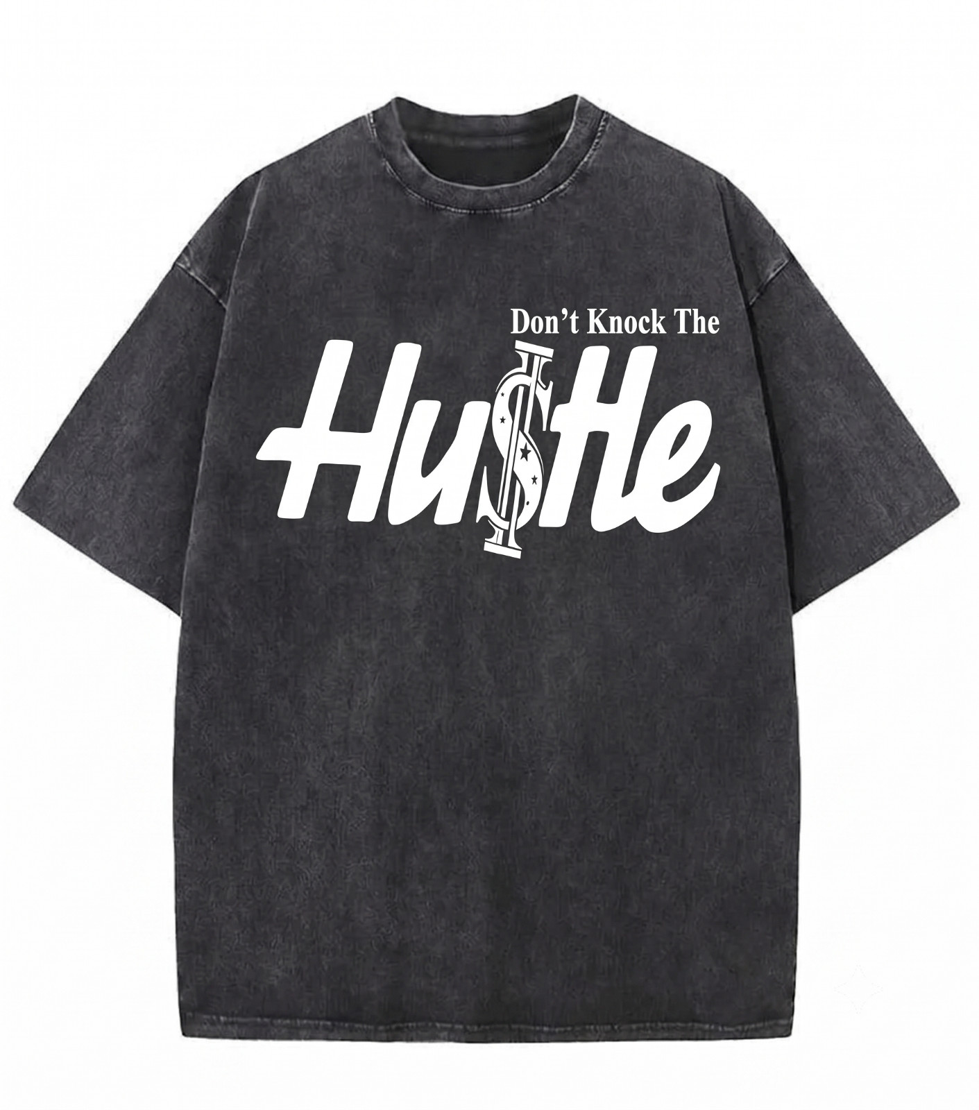 Mens Vintage Wash Hip Hop T-Shirt Don't Knock The Hustle Graphic Streetwear Tee gallery