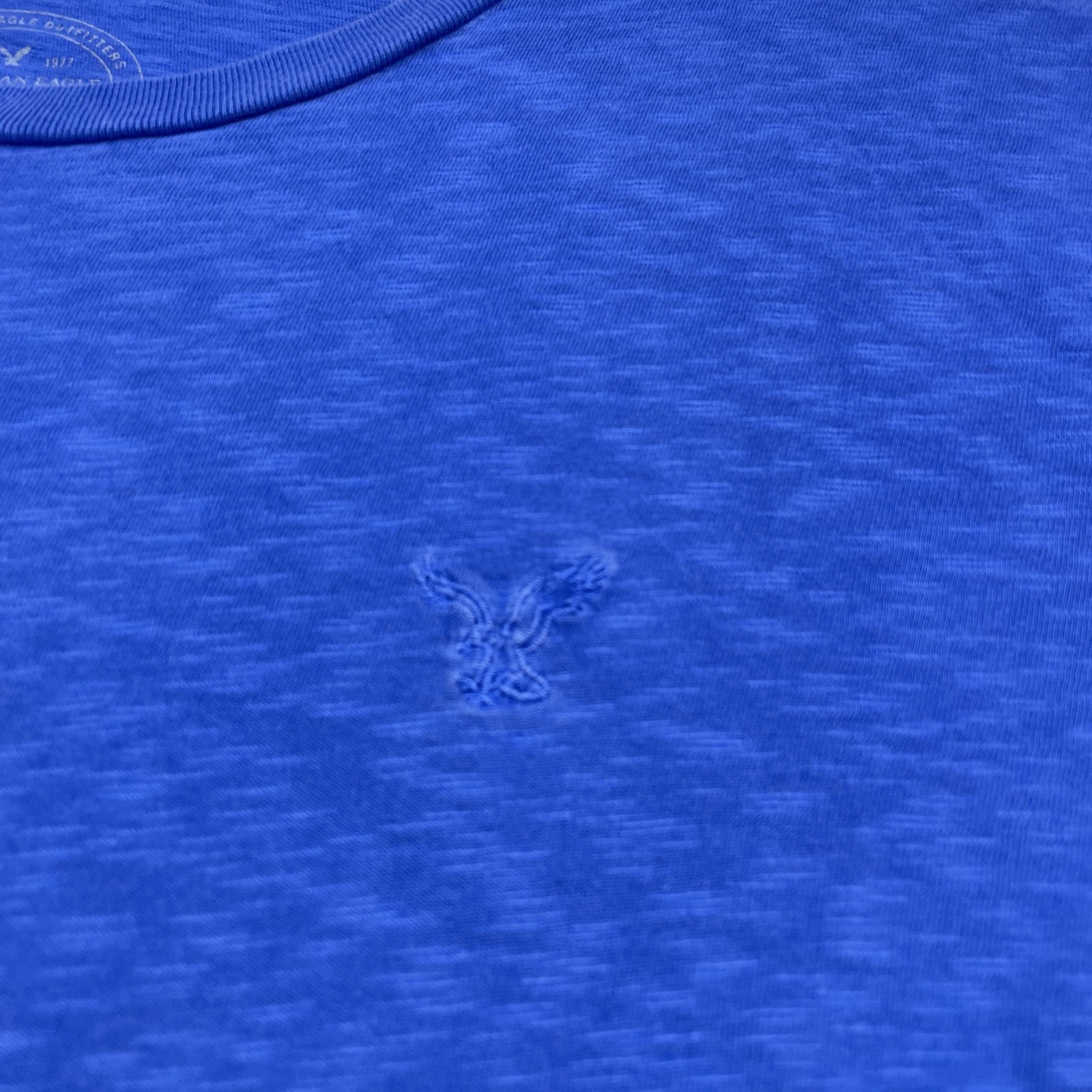 American Eagle T-Shirt Mens Medium Blue AE Legend Athletic Fit Slub Knit Logo gallery