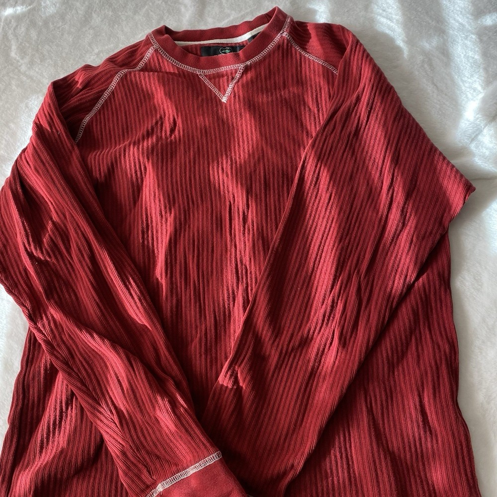 Red Head Thermal Henley Waffle Knit Long Sleeve Sz Deep Red