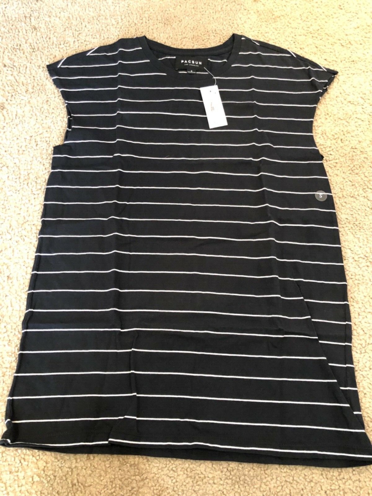 Pacsun Striped Tee Shirt Ringer Tank Trendy Black White Modern Crew Size S Small gallery