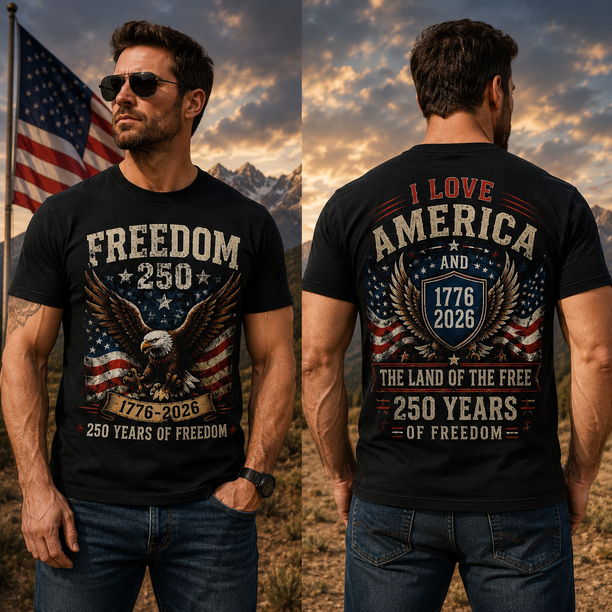 250th Anniversary America T-Shirt, 250th Years Of Freedom Size S-5XL gallery