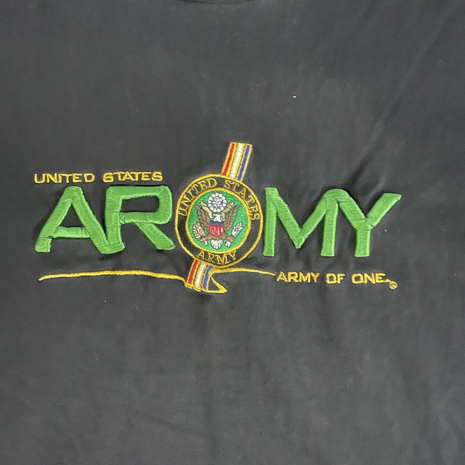 Vintage Stitched Embroidered T Shirt XL 90s USA Made Army Military Black Tee Y2K gallery