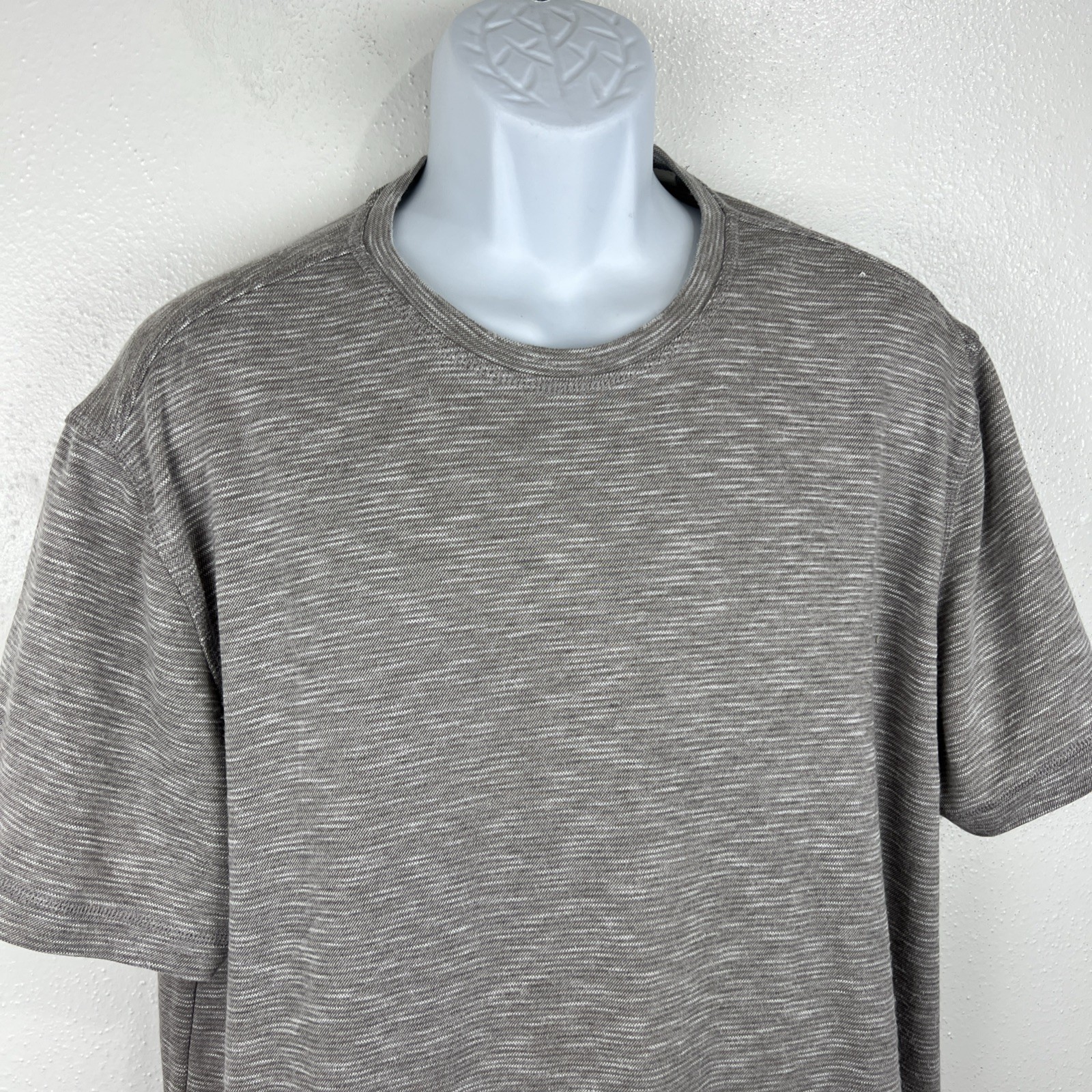 Tasso Elba Island Grey Striped UPF Sun Protect Men Extra Large Rayon Casual Tee gallery