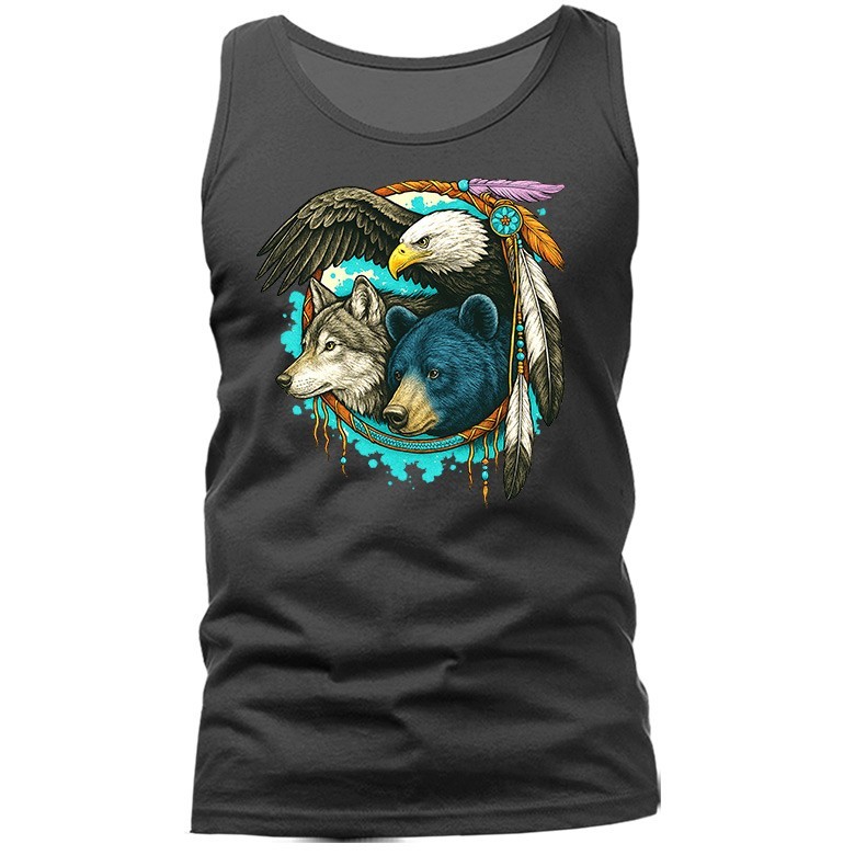 Native American-Inspired Eagle Bear Wolf Dreamcatcher Animal Tank Top