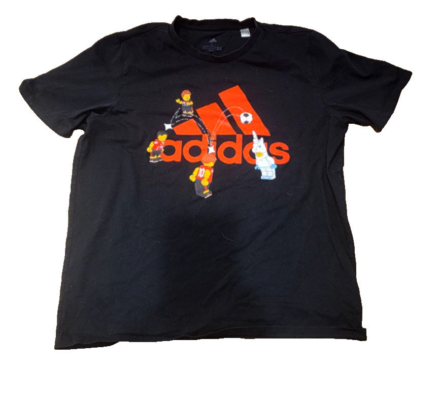Adidas Lego Soccer Badge Of Sport Graphic Black T Shirt Men’s Large HT5181