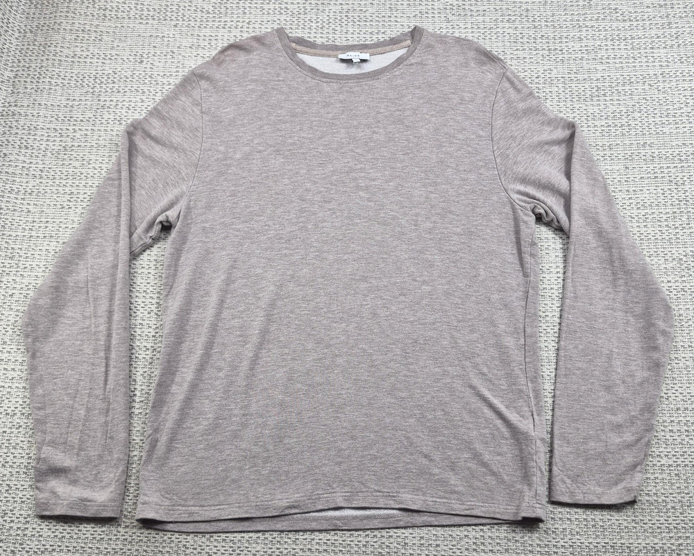 Reiss Shirt Mens Large Tan Long Sleeve Lightweight Stretch Crewneck Tee
