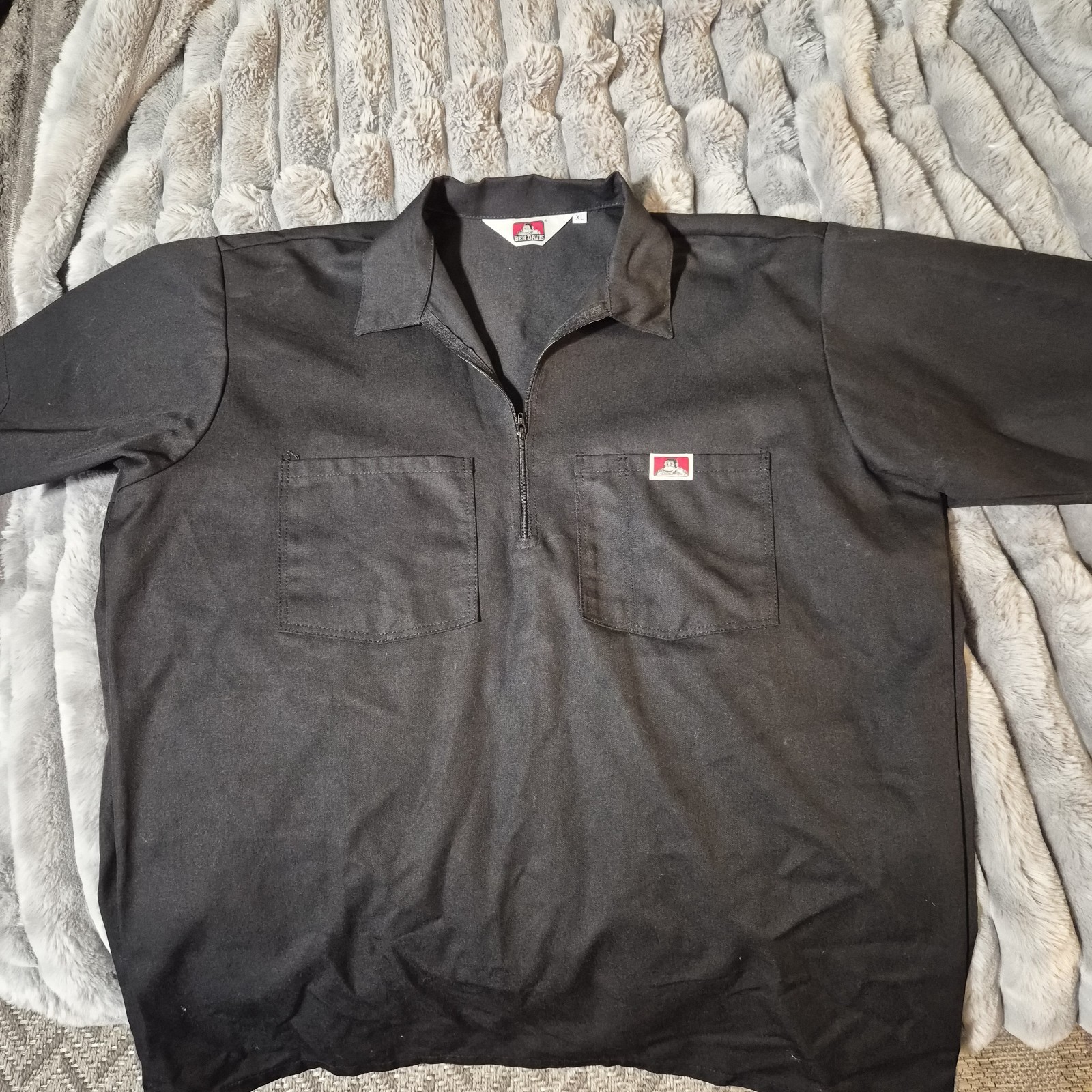 Ben Davis Quarter 1/4 Zip Shirt Black Mens Size XL street skate work gallery