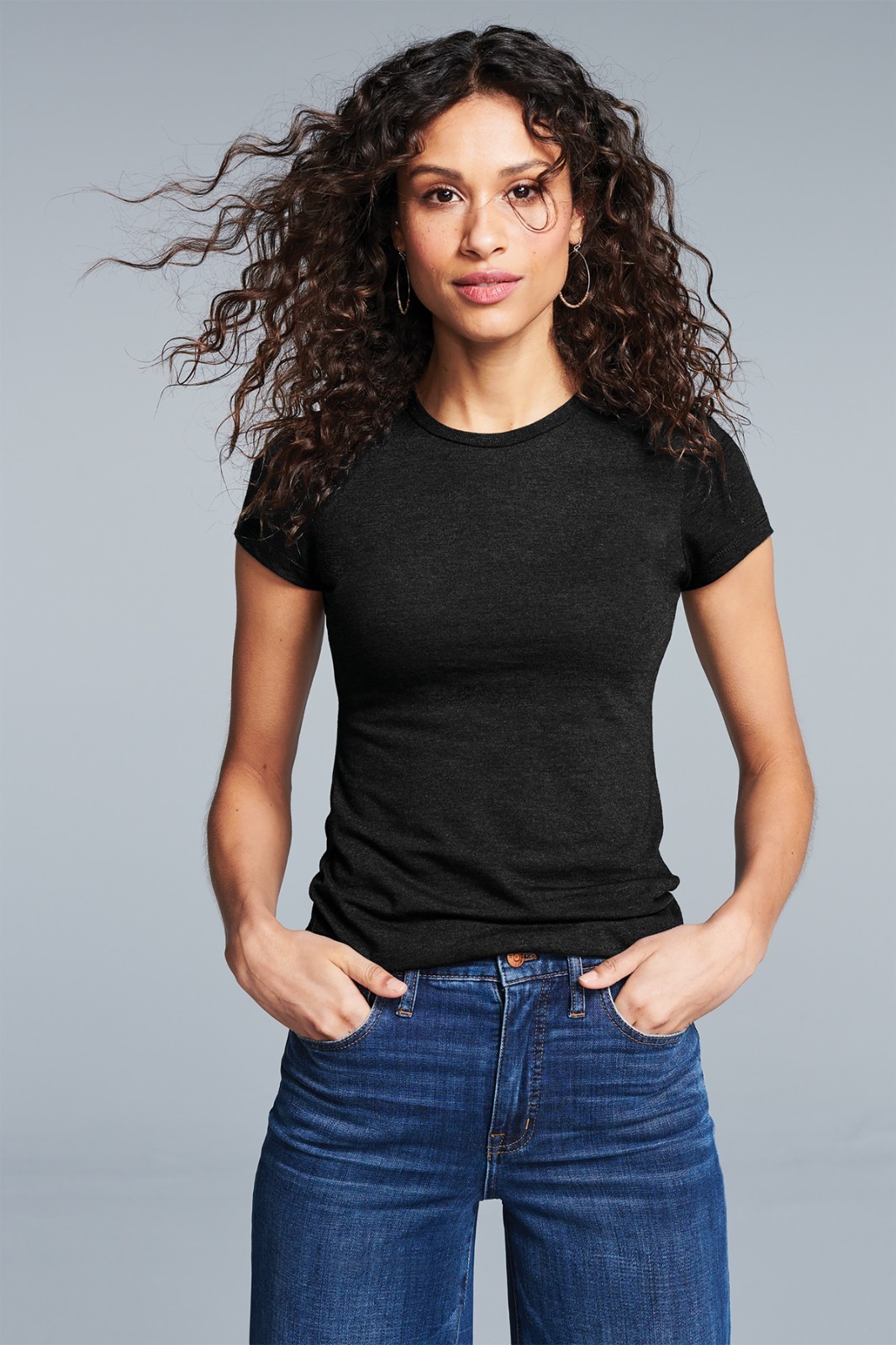 District Women Premium Heavy Plain Fitted Perfect Tri T-Shirt Casual DT155 S-3XL gallery