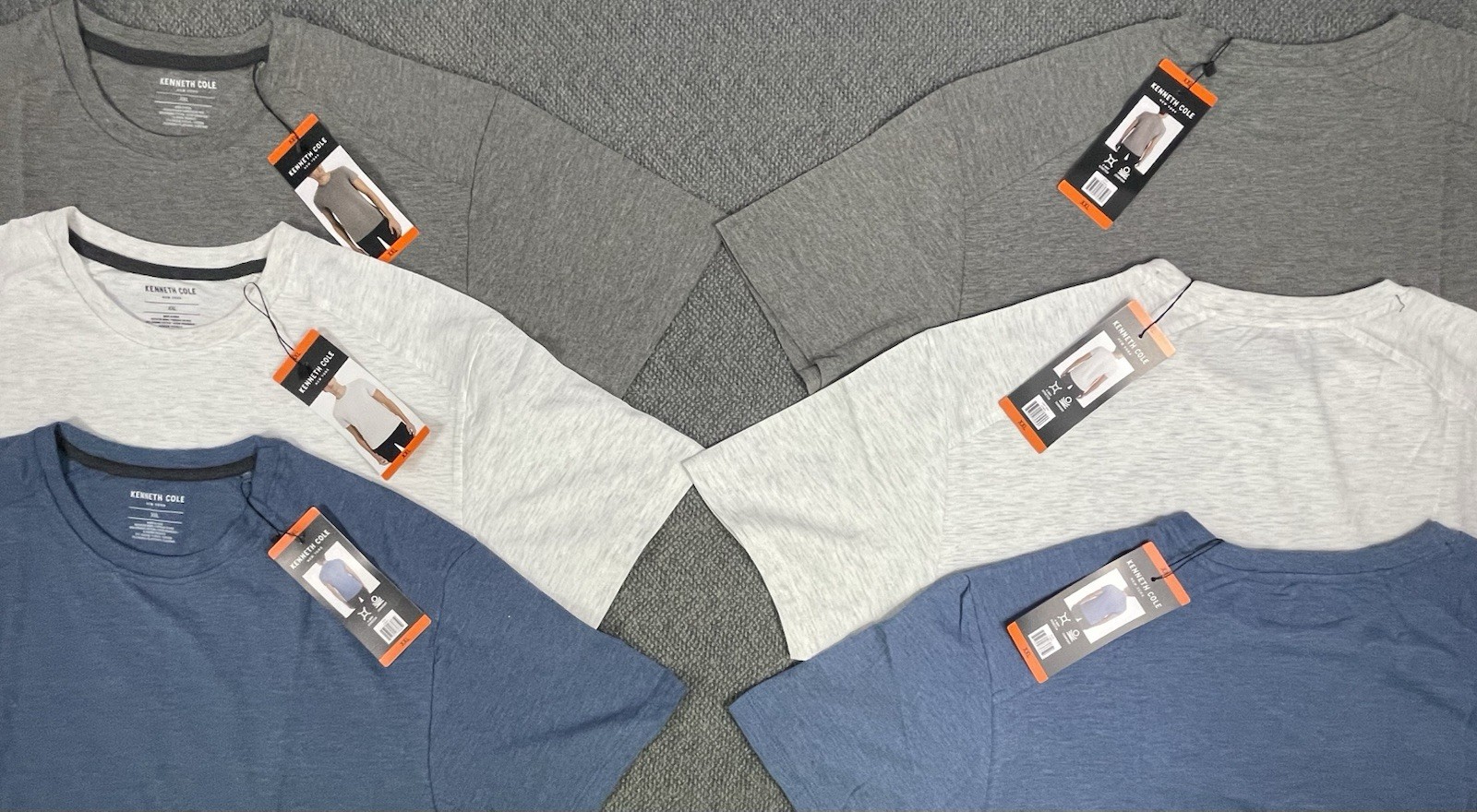 Kenneth Cole Men’s SLIM XXL Lot of 6 Tees (2) Each Color "fit like size LARGE" gallery