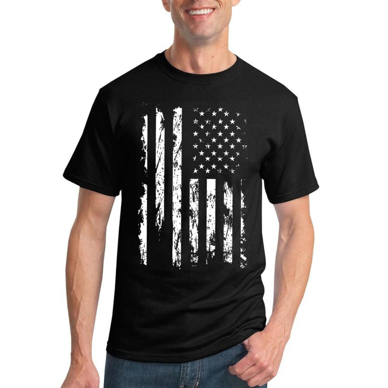 Merica White USA America Flag Distressed Men Tshirt gallery
