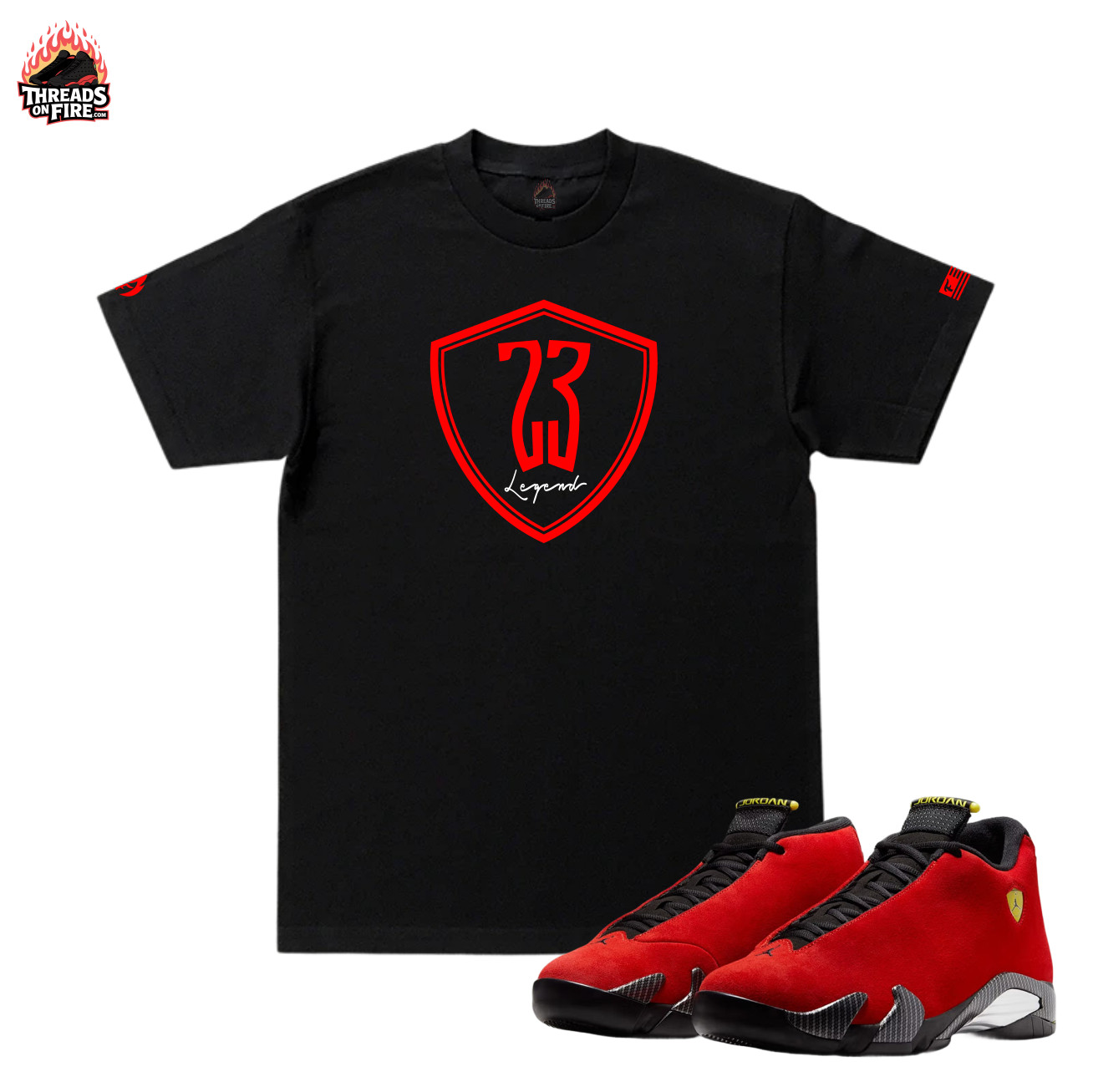 Men's L XL 2XL 3XL Black Red T-Shirt Sneaker Match Air Jordan 14 gallery