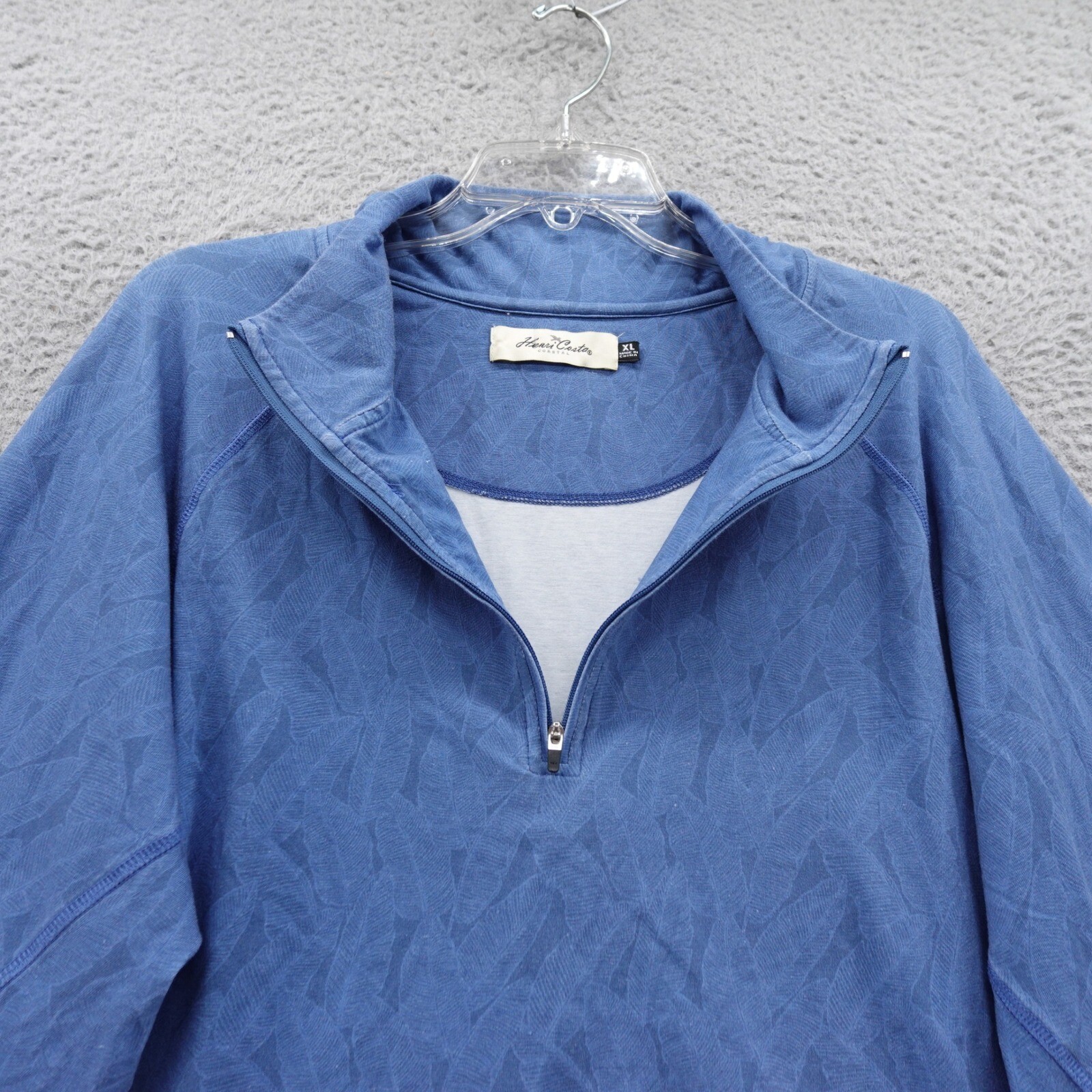Henri Costa 1/4 Zip Pullover Shirt XL Blue Mens Coastal Lightweight Long Sleeve gallery
