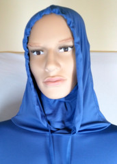 Loki Hooded Performance Shirt Face Mask Thumb Holes Blue Mens L