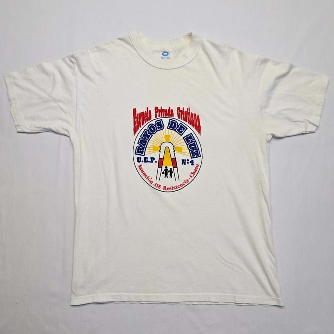 Vintage Rayos De Luz Graphic Tee 1st Grade Christian School White XXL Shirt 90s gallery