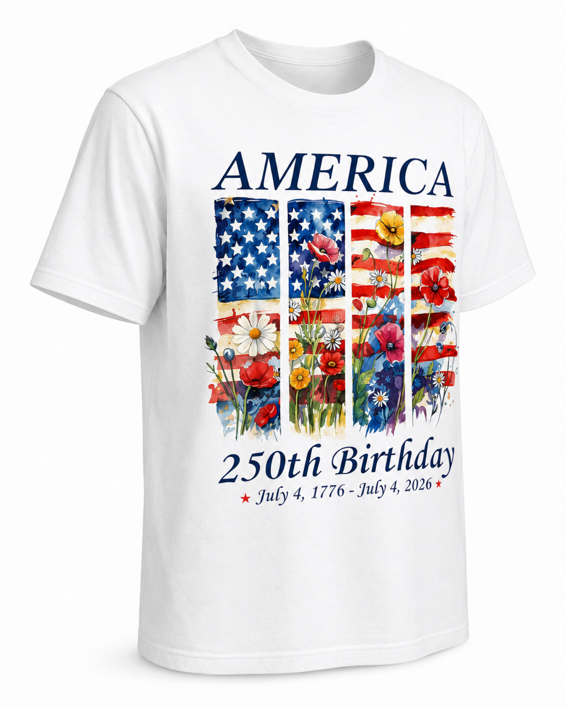 America 250 Years Flag Floral Graphic T-Shirt, 250th Anniversary Patriot Shirt gallery