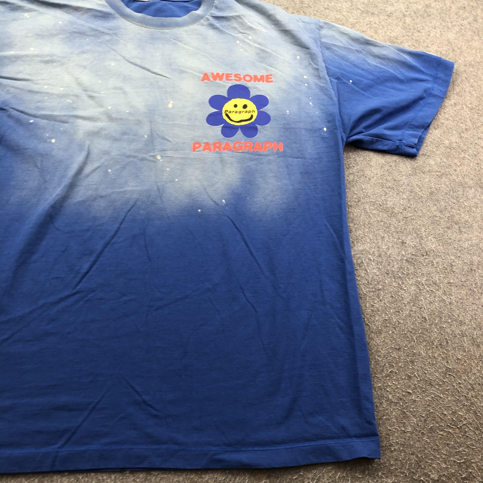 Paragraph Shirt Mens XL Blue Awesome Smiley Flower Double Sided Japan Faded gallery