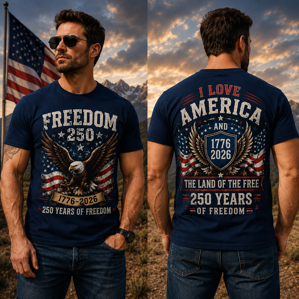 250th Anniversary America T-Shirt, 250th Years Of Freedom Size S-5XL gallery