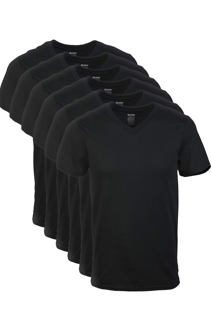 6 Pack Gildan V-Neck T-Shirt Short Sleeve Men’s Style G1103 Size S 34-36
